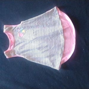 Pink an black stripes tank top girls size 7/8